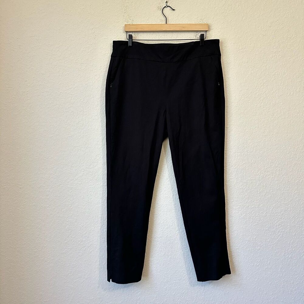 SOFT SURROUNDINGS Flat Front Slim Fit Pull-On Pants Stretch in Black